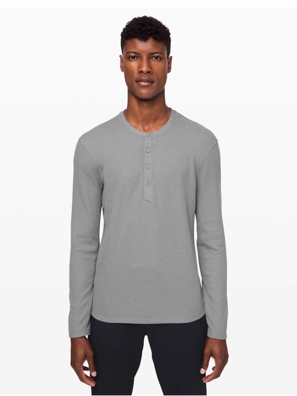 lululemon athletica Men's Light Gray Long-Sleeve Henley